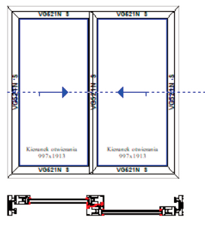 Schemat D dwa skrzydła aktywne. Systemy drzwi przesuwnych Visoglide Plus. Profilnet Tarnowskie Góry Śląsk Gliwice Pyskowice